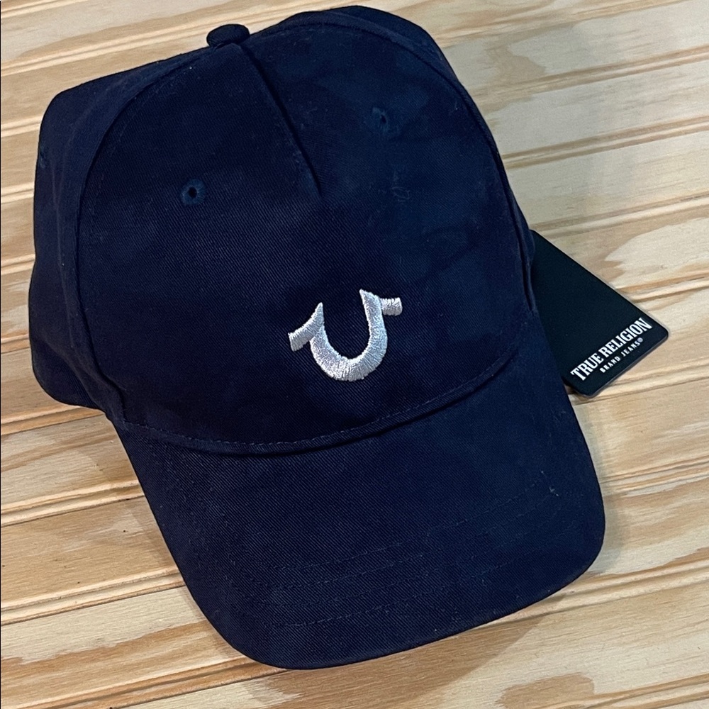 True Religion Navy Blue Cap with Embroidered Silver Logo NWT